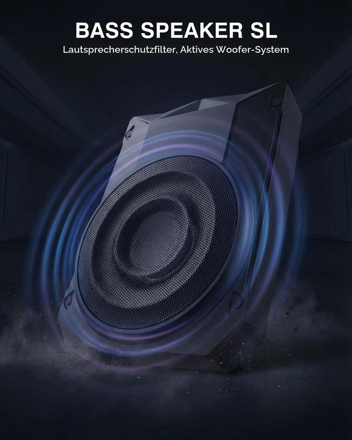 Ultraflacher Auto-Subwoofer, geeignet für Limousinen/LKW, mit integriertem Verstärker, unter den Sit