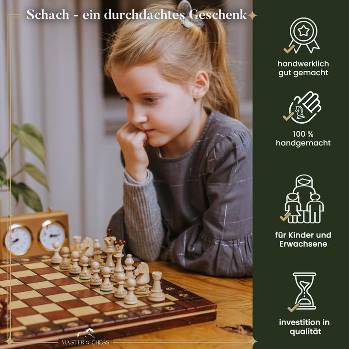 Grossen Senator 41cm x 41cm / 16" aus Holz Schachspiel. Ornamente auf Schach verbrannt Board und Sch