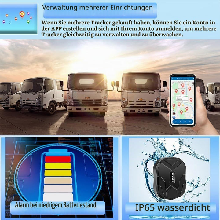 TKMARS 4G GPS Ortungsgerät für Auto ohne ABO, mit 20000-mAh Akku, Langer Standby-Zeit, magnetischem,