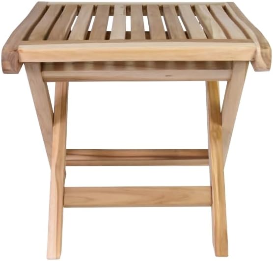 Divero Klapp-Hocker MASIRA aus Teak Holz unbehandelt - Farbe: Natur-Braun