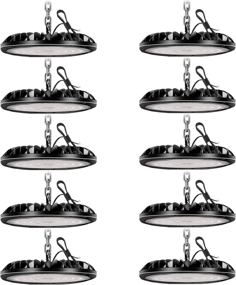 loyal 10er 300W LED Hallenstrahler 30000LM, 6000K Kaltweiss UFO LED Werkstattlampe, IP65 Wasserdicht