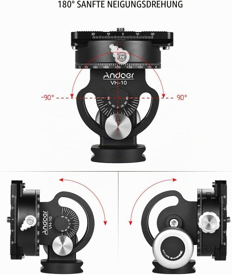 Andoer Stativ Kugelkopf Doppelter Panorama Kopf Vogelbeobachtung Fotografie Kopf mit Quick Release P