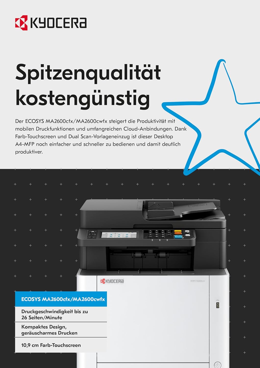Kyocera Ecosys MA2600cwfx Farblaserdrucker Multifunktionsgerät WLAN: Drucker Scanner Kopierer, Faxge