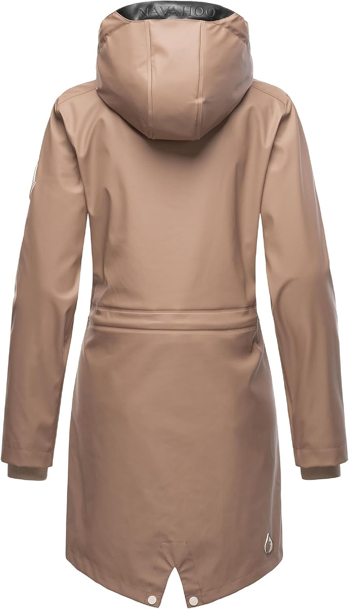 Navahoo Damen Übergangsjacke Regenmantel wasserdicht lang mit Kapuze Tropical Stormoo XS-3XL XS Taup