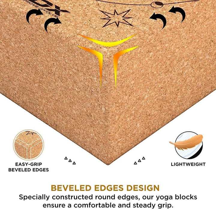 RDX Yoga Cork Block Set, High Density Eva Schaumstoff Rutschfester Blöcke, Leichtes Yogaklotz für Kö