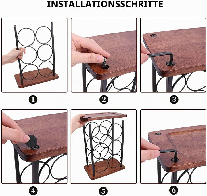 Weinflaschenhalter, 6 Flaschen Wein Regal Stand, Weinregal freistehend aus Holz, perfekt für Heimdek
