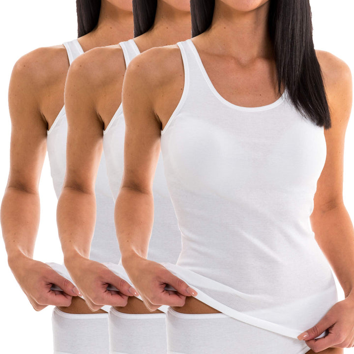 HERMKO 1310 3er Pack Damen Tank Top aus 100% Bio-Baumwolle S Weiss, S Weiss