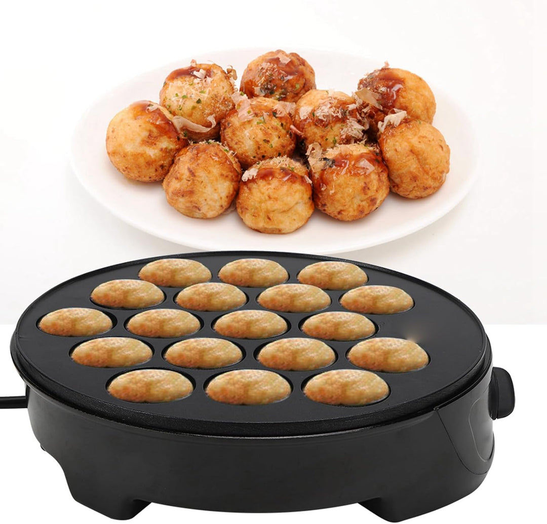 18 Runde Formen, Antihaftbeschichtung, 750W, 4cm Öffnung, Elektrische Takoyaki Maschine zum Geniesse