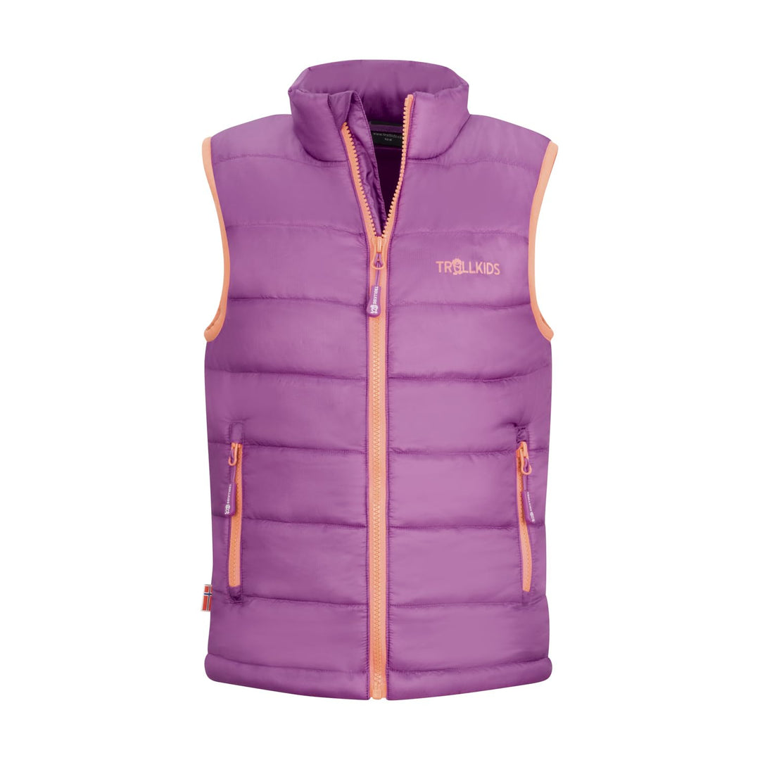Trollkids Kinder wasserdichte gefütterte Polyfiber-Jacke Trondheim 92 Malvenpink/Papayaorange, 92 Ma