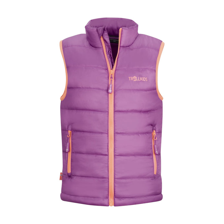 Trollkids Kinder wasserdichte gefütterte Polyfiber-Jacke Trondheim 92 Malvenpink/Papayaorange, 92 Ma