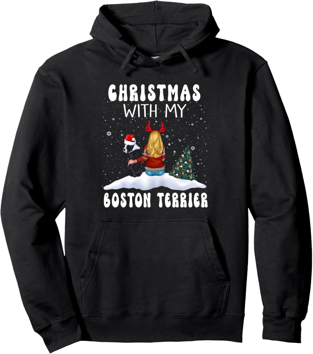 Weihnachten mit meinem Boston Terrier Hundewelpen lustigem Pullover Hoodie