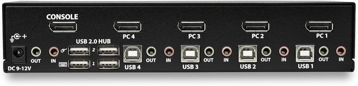StarTech.com 4 Port DisplayPort KVM Switch - 4K 60Hz - Einzelner DP 4K Bildschirm - Vier Port UHD DP
