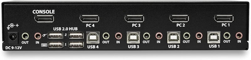 StarTech.com 4 Port DisplayPort KVM Switch - 4K 60Hz - Einzelner DP 4K Bildschirm - Vier Port UHD DP