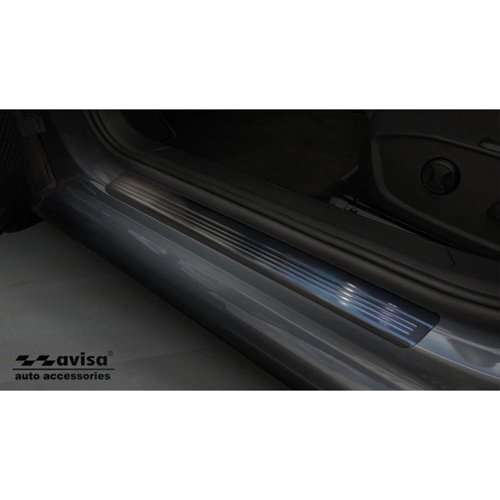 Avisa Black INOX Door sill Protectors Compatible with Volkswagen Golf VIII HB/Variant 2020- Brushed