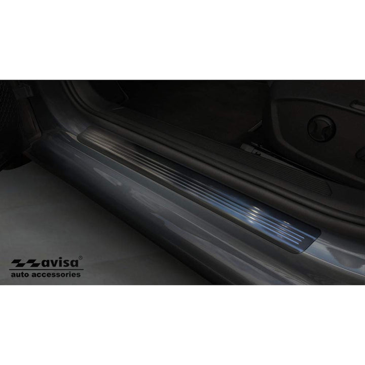 Avisa Black INOX Door sill Protectors Compatible with Volkswagen Golf VIII HB/Variant 2020- Brushed