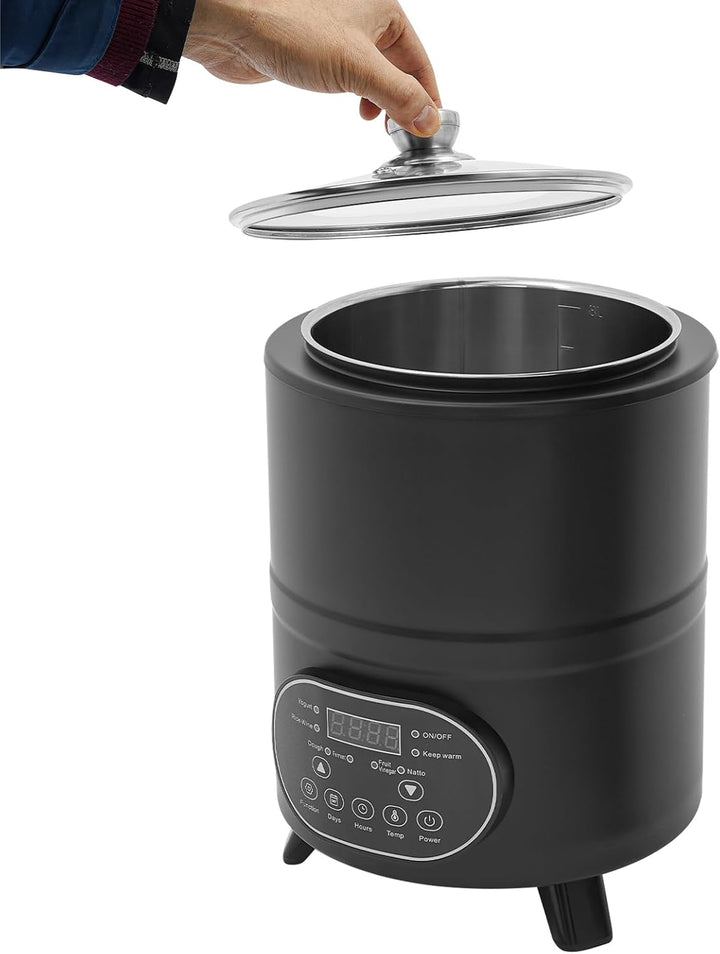 Joghurtbereiter 8L Edelstahl, Joghurtmaschine mit Temperaturregelung 25-80°C &amp; 24H Timer, Fermentier