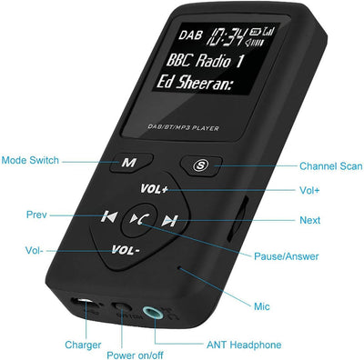 Vikye Tragbares Radio, DAB/DAB+ Pocket Digital Radio Receiver FM Radio mit LCD Display Taschenradio