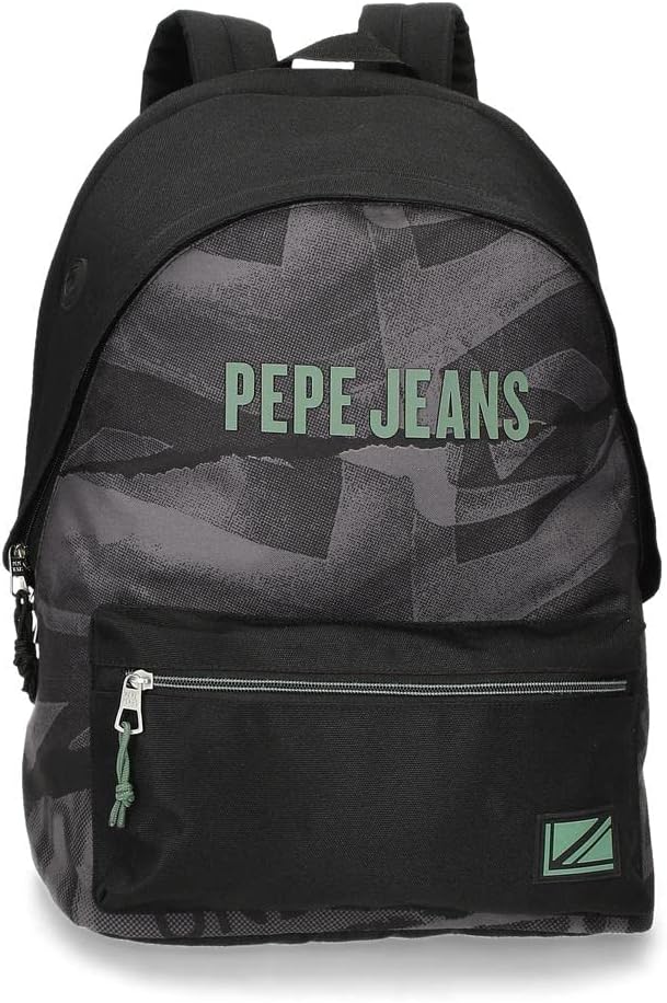 Pepe Jeans Davis Rucksack für Laptop, Doppelfach, 15,6 Zoll, Schwarz, 31 x 44 x 17,5 cm, Polyester,