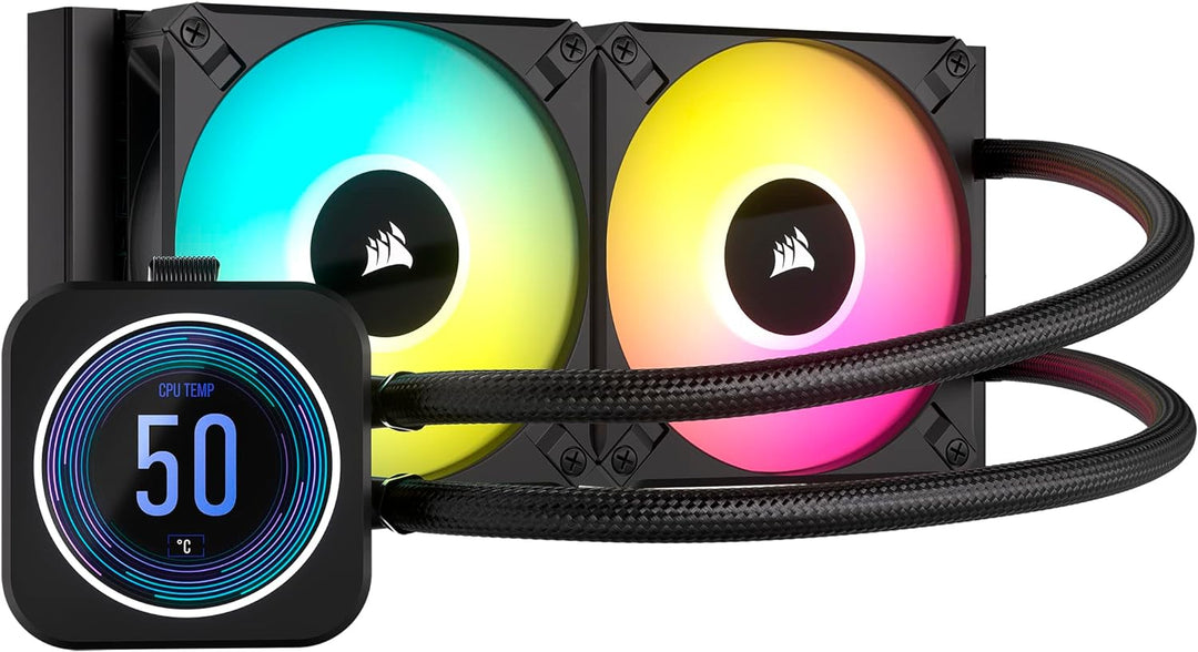 Corsair iCUE H100i Elite LCD XT Flüssig-CPU-Kühler - IPS-LCD-Bildschirm - Zwei AF120 RGB Elite-Lüfte