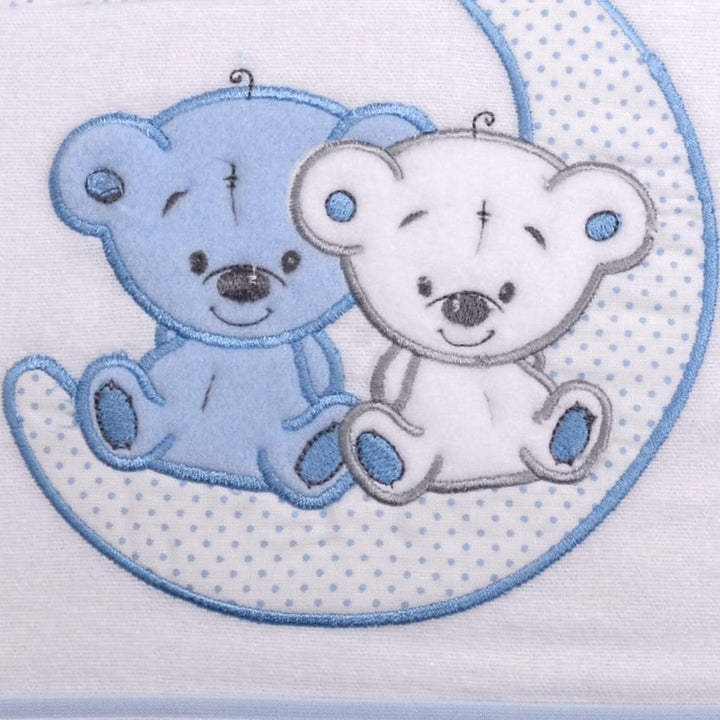 PEKITAS Bebe Flanell-Bettwäsche-Set, 3-teilig, für Kinderbett, 60 x 120 cm, 100% Baumwolle, Blau, he