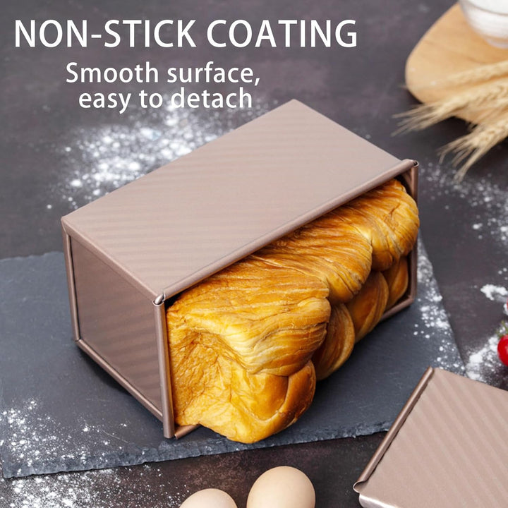 Toastbrotform Aluminium, Toastbrot Backform Mit Deckel 450g, Brot Antihaft Brotformen, Mit Teigschab