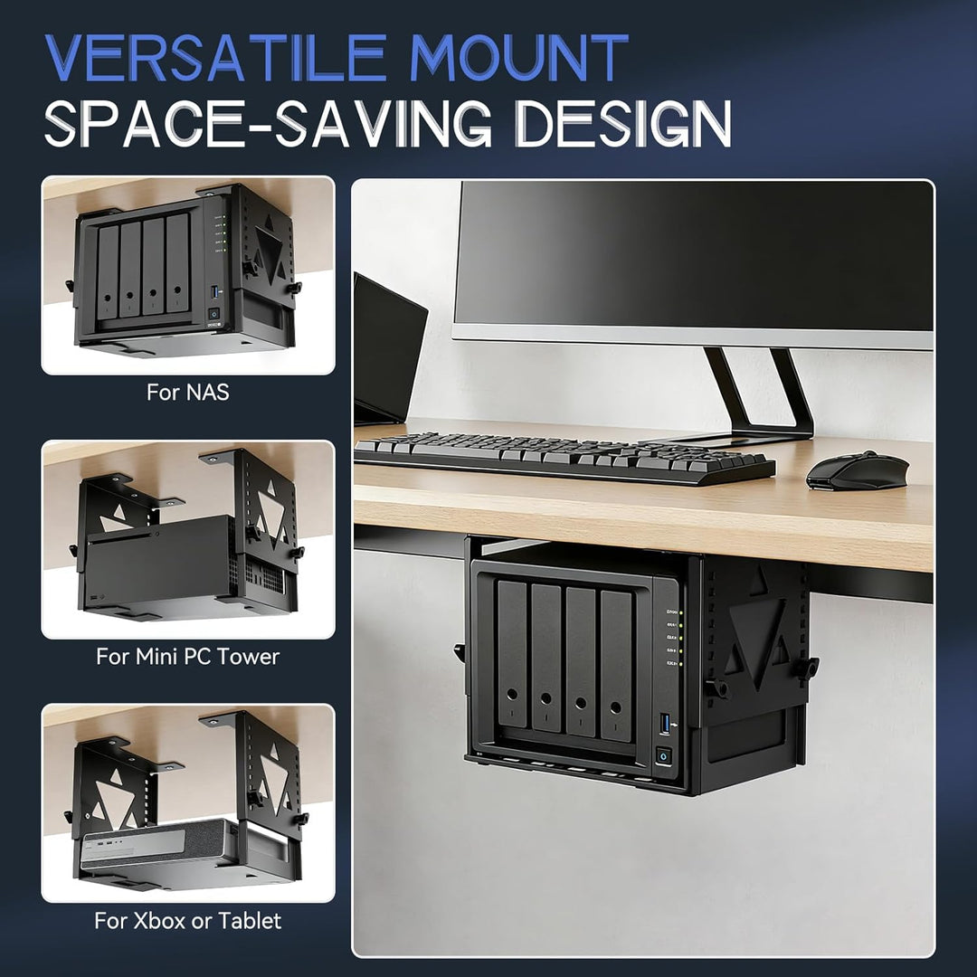 Mini-PC-Halterung für unter den Schreibtisch, höhen- und breitenverstellbare CPU/NAS-Halterung für M