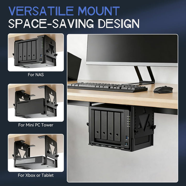 Mini-PC-Halterung für unter den Schreibtisch, höhen- und breitenverstellbare CPU/NAS-Halterung für M