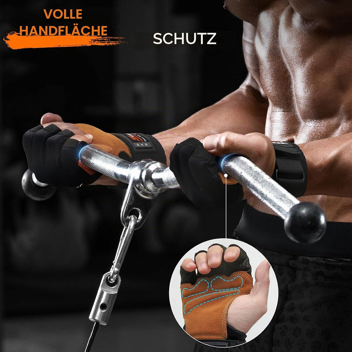 SueStar Workout Gloves, Starke Leder-Polster-Weightlifting-Handschuhe mit Handgelenksupport, vollstä