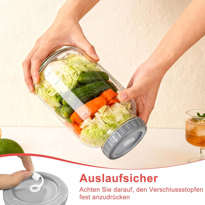 Fermentierglas 2 Stück 2L, Kimchi Behälter mit Luftschleuse, Fermentationsglas Breiter Mund Fermenti