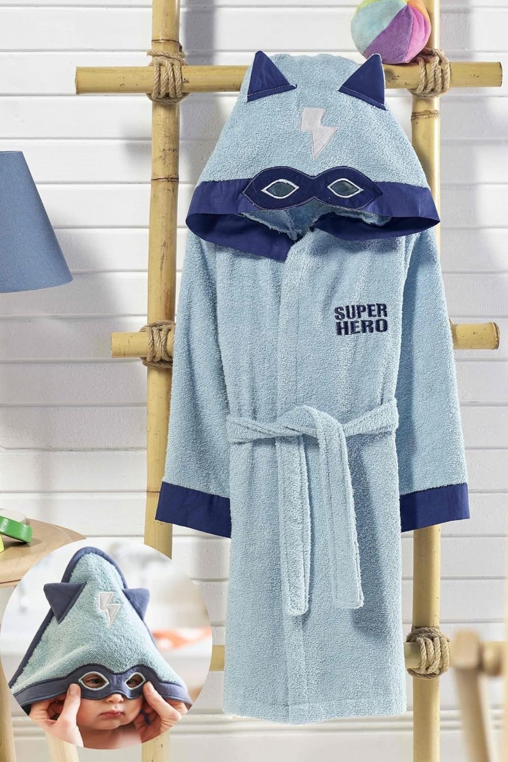 ELY PARKER Bademantel Kinder Frottee, Jungs, Jungen, Mädchen, Handtuch aus Türkische Baumwolle, mit