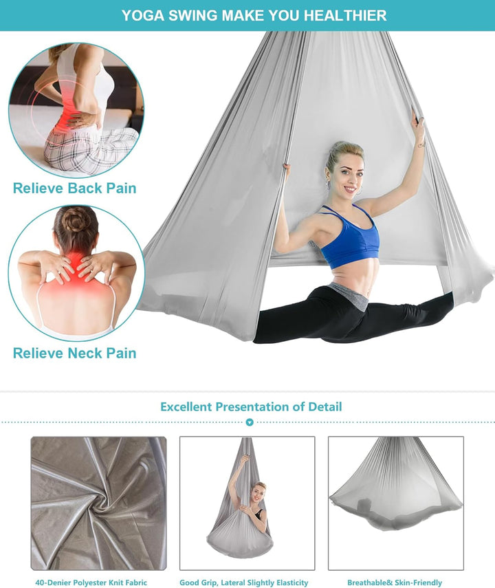 Yoga-Set für Erwachsene, Yoga-Zubehör, 500 kg Belastung, inkl. Kompletter Installationshardware Grey