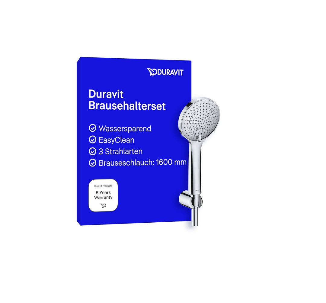 Duravit Universal Brauseset, wassersparende Handbrause rund ((Ø 110 mm), Wandanschlussbogen, flexibl