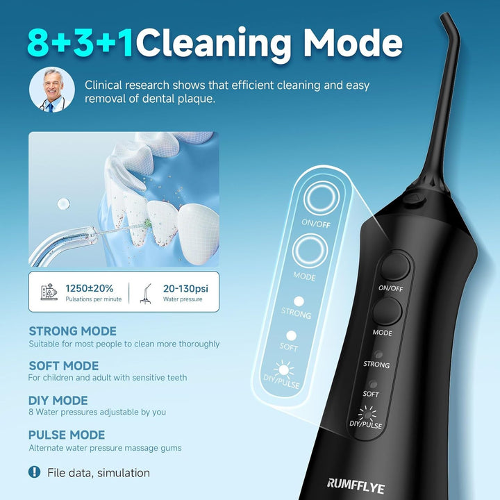 Munddusche Kabellos 4 Modi 12 Stufen Water Flosser 0.6MM Wasserstrahl Oral Elektrische Zahnseide Zah