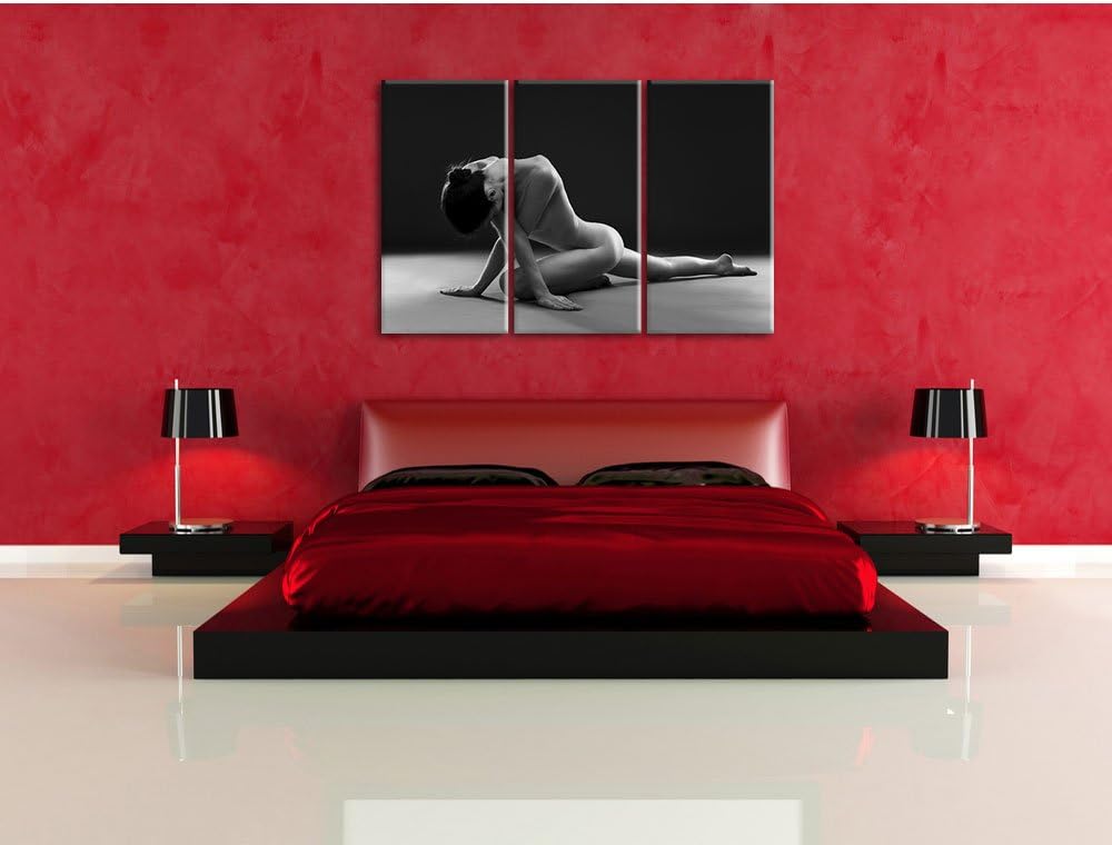 Pixxprint Schöne sexy Frau Macht Yoga als Leinwandbild/Grösse: 3 Teilig (120x80 cm) cm/Wandbild/Kuns