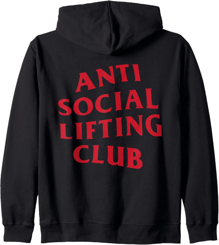 Anti Social Lifting Club: rotes Logo (vorne + hinten) Kapuzenjacke