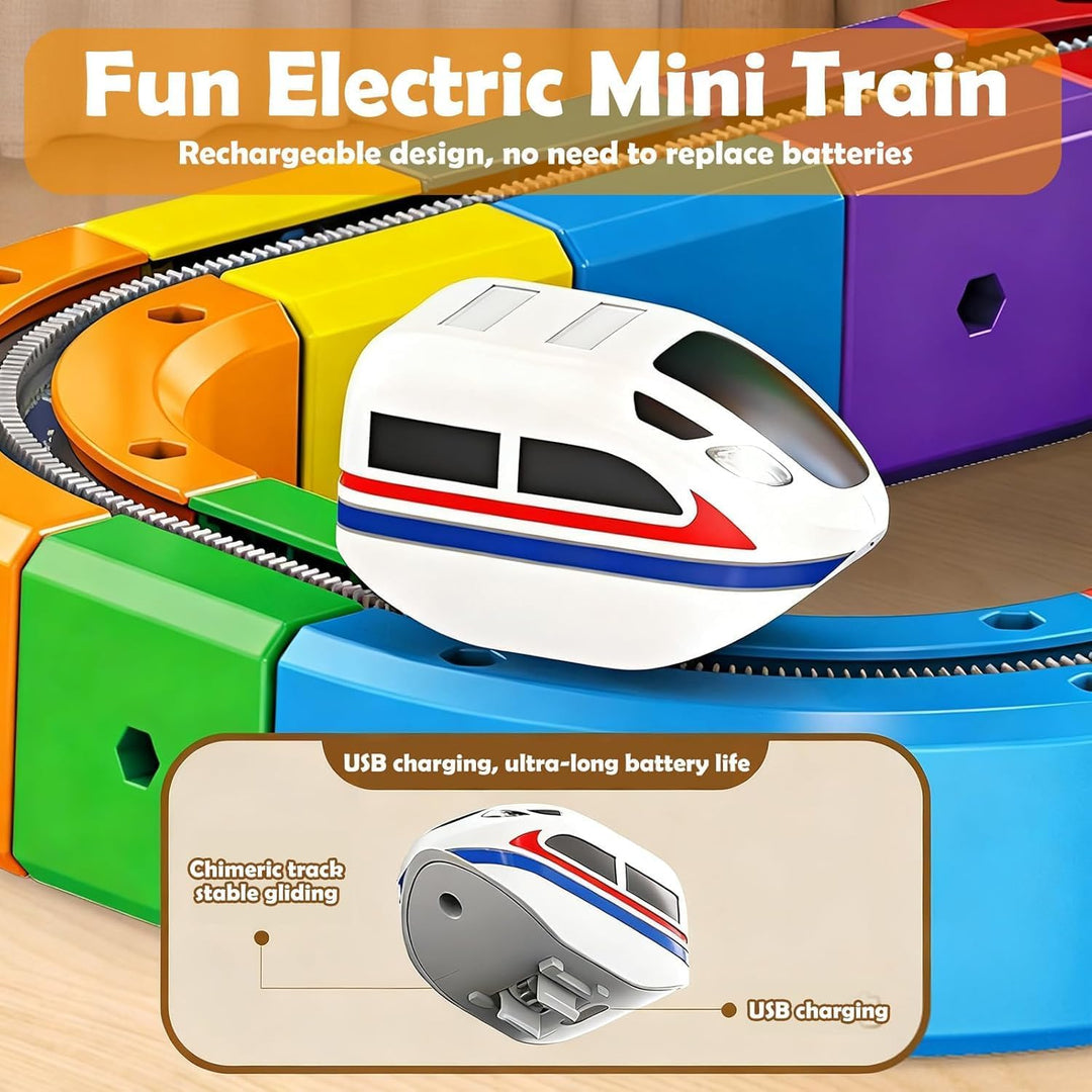 81 stück Clickrail Electric Train Set Flexible Rennstrecke, DIY Cube Track Block Zug mit Schwerkraft