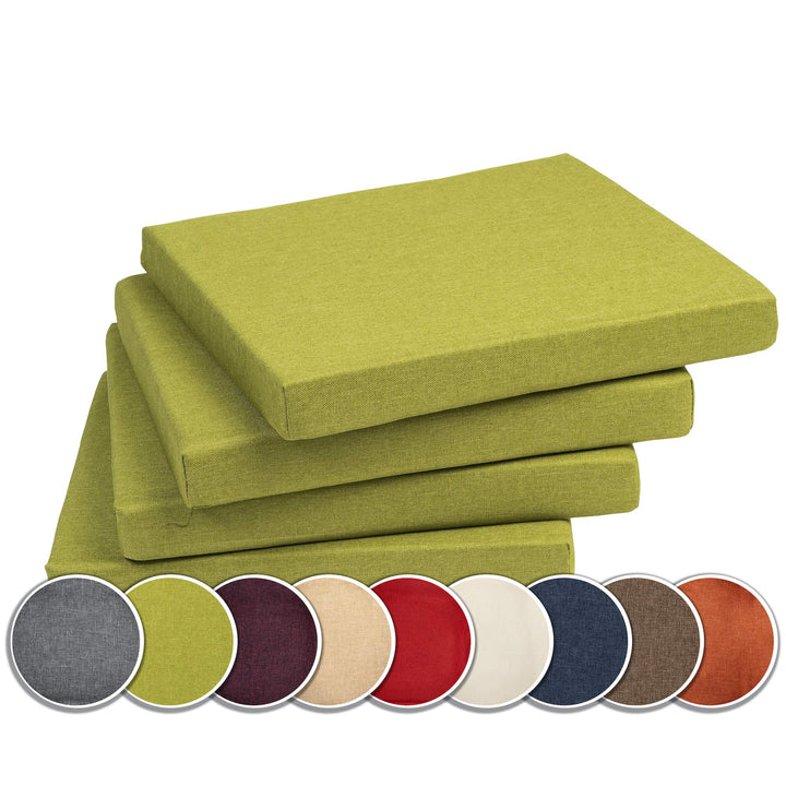 sunnypillow 4er Set Stuhlkissen mit Bindebänder - 40 x 40 x 3 cm - Sitzkissen Outdoor für Stühle/Bän
