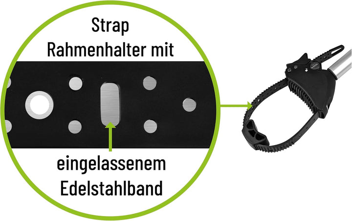 Strap Rahmenhalter kurz Ø 25+30mm, Schwarz/Silber