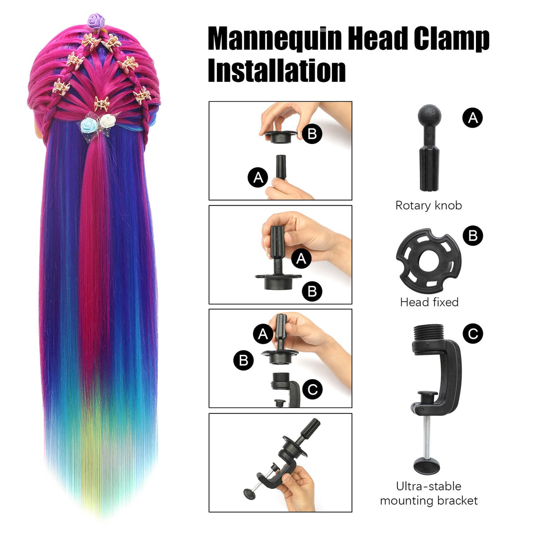 Trainingsköpfe, 28 inch Übungskopf Frisierkopf Friseur 100% Synthetikfaser-Haar Styling Kopf Frisier