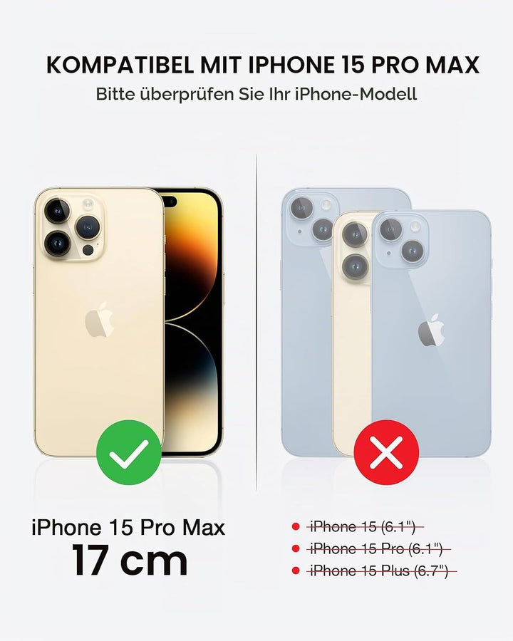 OCASE iPhone 15 Pro Max Hülle(2in1) Leder Stossfestes Case [Abnehmbare magnetische Hülle] [Kabellose