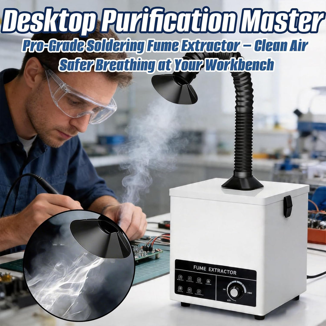 50W Lötrauchabsaugung mit 3-Stufen Filtersystem, mit 4 Ersatz-Vorfilter, Desktop Rauchabsauger 168 m