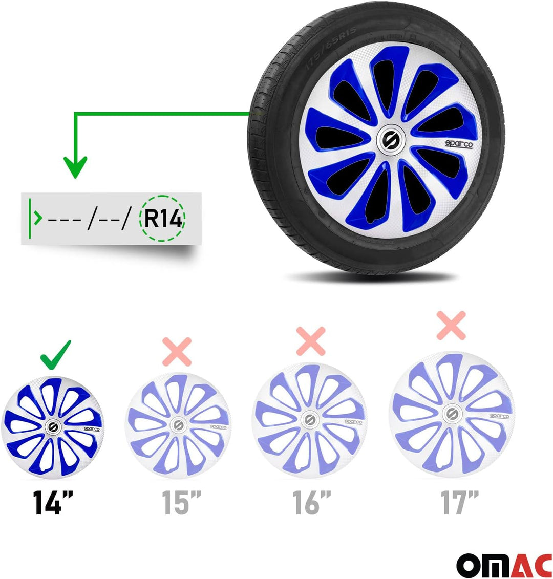 Satz Sparco Radzierblenden Sicilia 14-Zoll Silber/Blau/Karbon