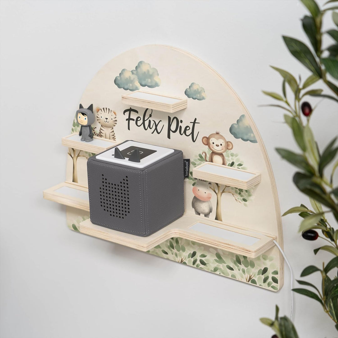 Geschenkfreude Personalisiertes Toniebox Regal für Kinderzimmer - Kinder Wandregal für Tonie Hörfigu