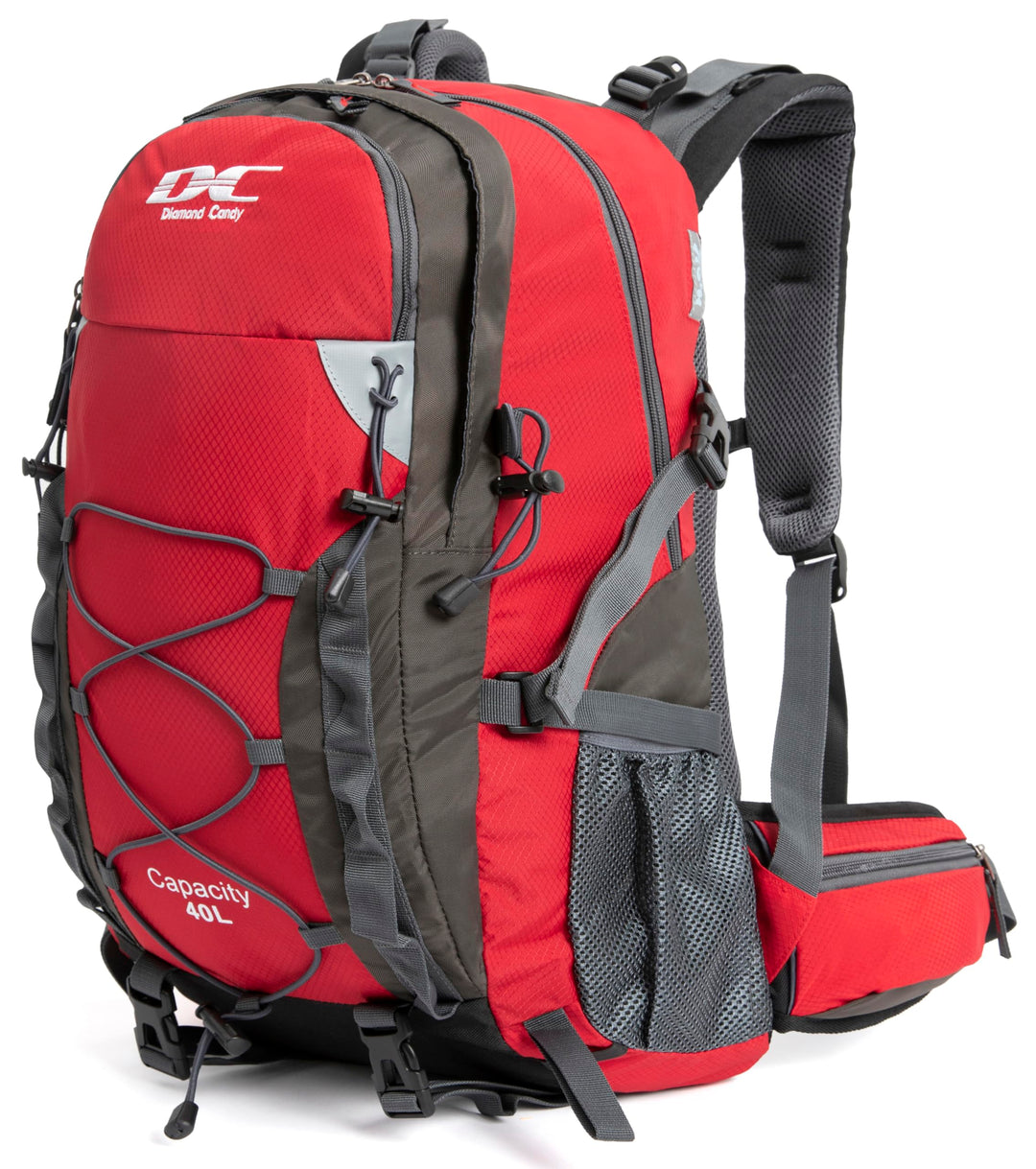 Wanderrucksack 40l Damen Herren Rucksack Wasserdicht Reiserucksack mit Regenschutz Rot, Rot