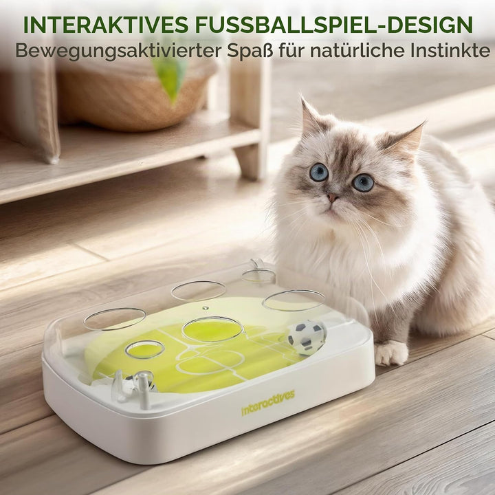 ALL FOR PAWS Interaktives Katzenspielzeug mit Fussballfeld-Design, Automatisches Katzenspielzeug mit