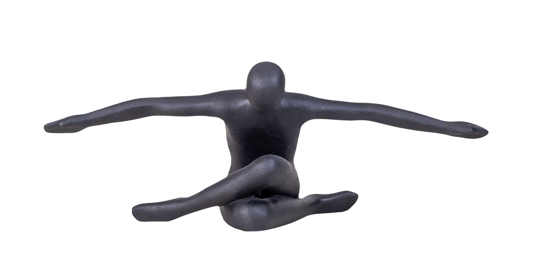 IDYL Moderne Skulptur Figur Sandsteinguss Flying Man | wetterfest | Farbe schwarz | Masse 53x19x20 c