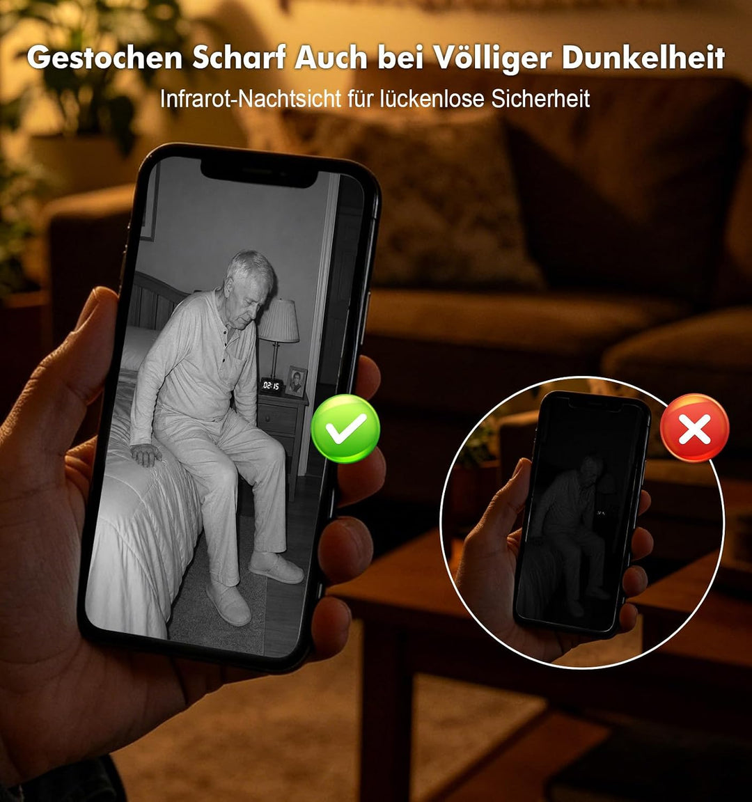 2.4/5GHz Überwachungskamera Innen WLAN mit 2K (3MP) HD Kamera Überwachung Innen PTZ– Bewegungserkenn