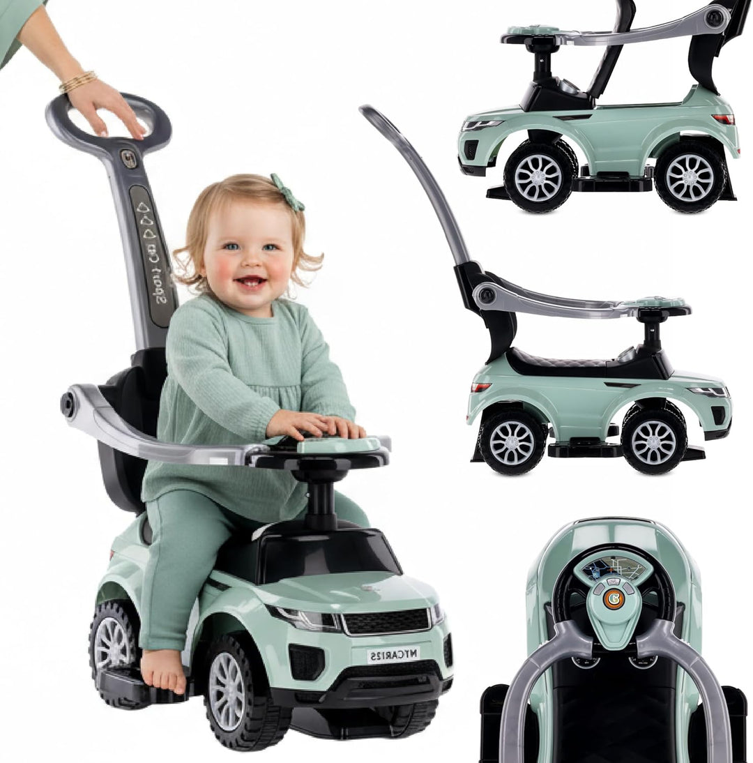 4in1 Kinderauto Rutschauto ab 2 Jahre und Schiebeauto mit Hupe und Musik, Rutschauto mit Stauraum un