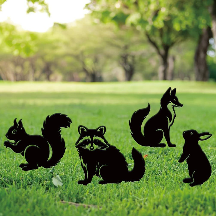 SUPERDANT 4 STK Metall Tiere Gartendekoration Gartenornament Draussen Schwarze Gartenstecker Aussend