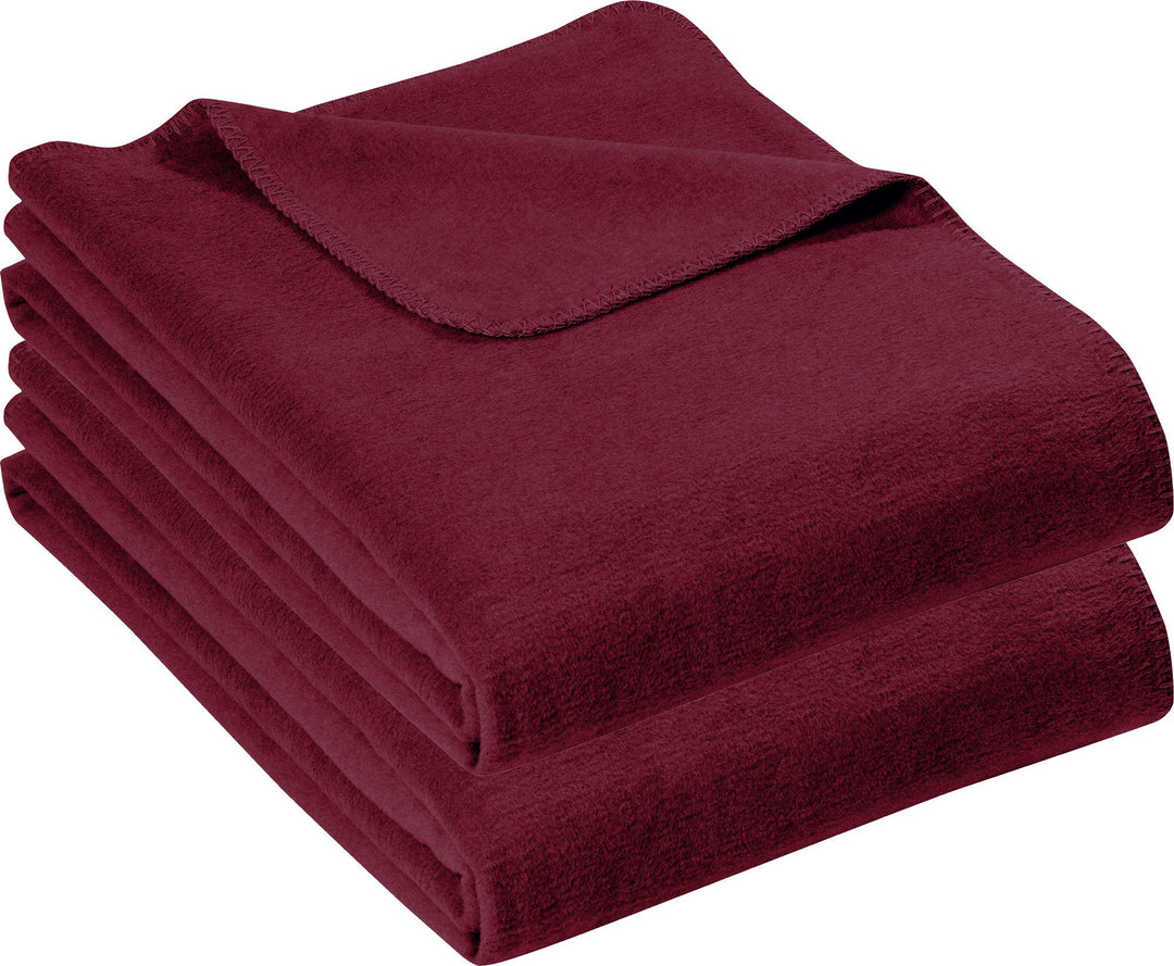 Erwin Müller Wohndecke Brescia 2er-Pack Uni Bordeaux Grösse 150x220 cm - schmuseweicher Flor, mollig